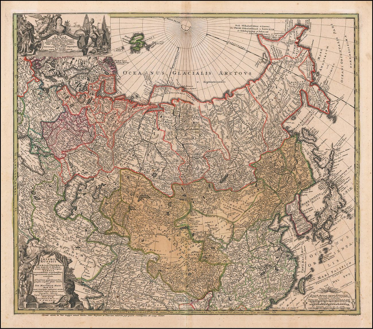 1739 tarihli Rusya ve Türk coğrafyası (Tartaria) haritası